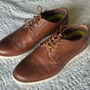 Nine West Brown Leather Oxfords with Brogue Detailing